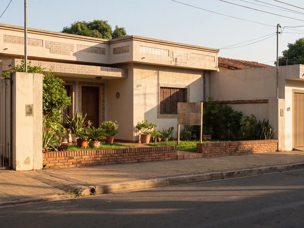 Fachada de una casa en Asunción preparada para la venta